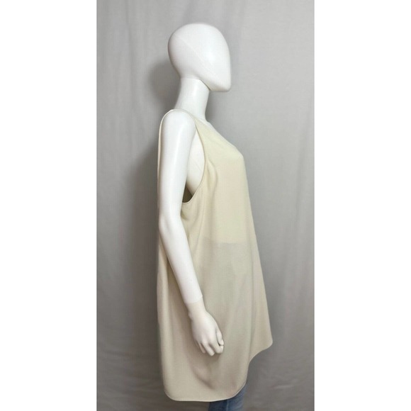 Eileen Fisher Womens Tunic Tank L Silk Ivory Scoop Neck Breathable Asymmetric - Picture 3 of 8